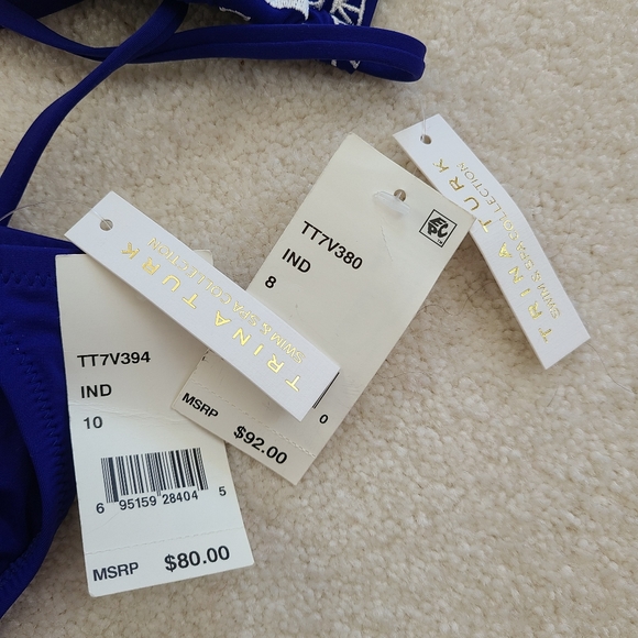 NWT TRINA TURK embroidered bikini sz 8/10 Cerulean Blue - Picture 6 of 13